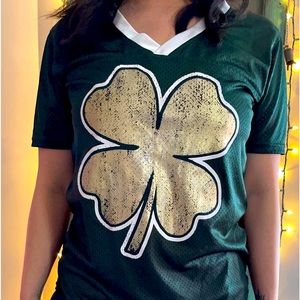 Spencer’s shamrock jersey, green + gold, size large